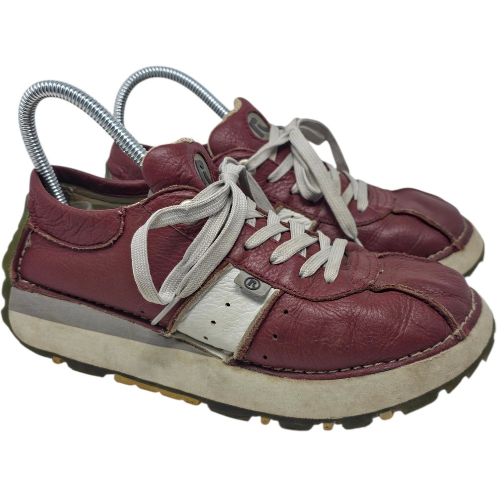 Vintage Wild Rice Dugout Sneakers Womens 8.5 Maroon Leather Y2K Chunky Bowling‎